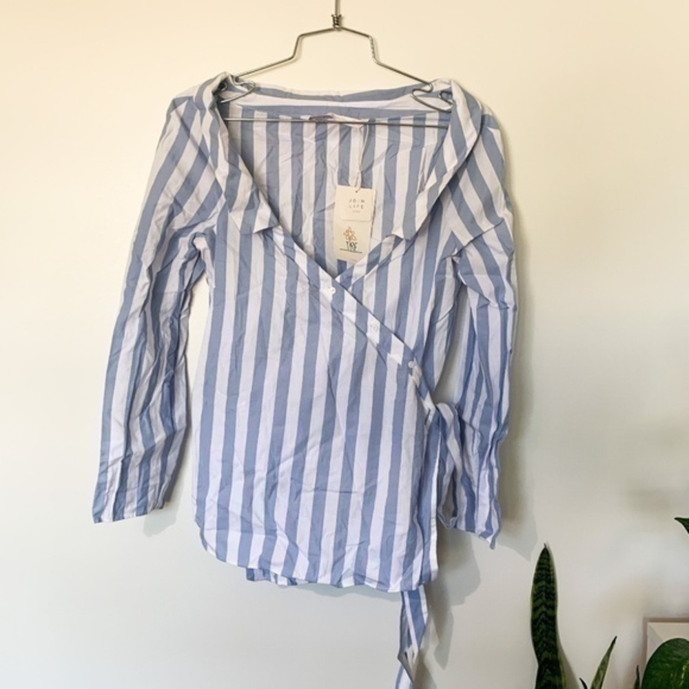 NWT Zara TRF Stripe Wrap Blouse sz S